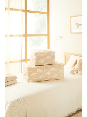 Ocean Home Textile 2'li Çocuk Odası Sevimli Balina Hurç Set 1 Adet 30 x 22 x 18 / 1 Adet 52 x 28 x 21 cm