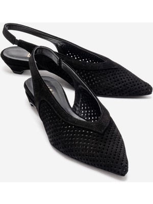 Luvi Lıeve Siyah Süet Hakiki Deri Kadın Alçak Topuklu Ayakkabı