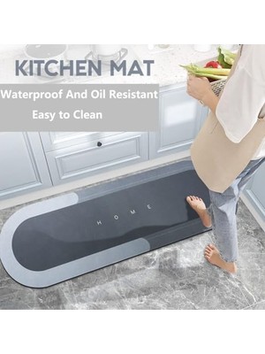 Aesco Banyo Paspası Halısı, Süper Emici Zemin Paspası Hızlı Kuruyan Ince Banyo Paspasları Halılar Kauçuk Kaymaz Alt Duş Halıları Duş Lavabo Küvet Için 45 cm x 149 Cm, Kare Koyu Gri