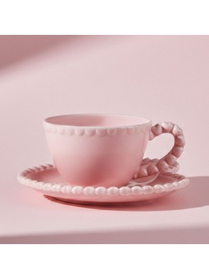 Karaca Pink Love Porselen Kahve Fincanı ve Tabağı Pembe 100 ml