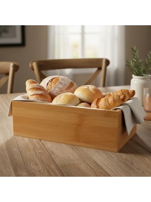 Aesco Bambu Ekmeklik, Bambu Ekmek Sunum Sepeti, Bambu Ekmek Sunum Kutusu 25X14X8 cm