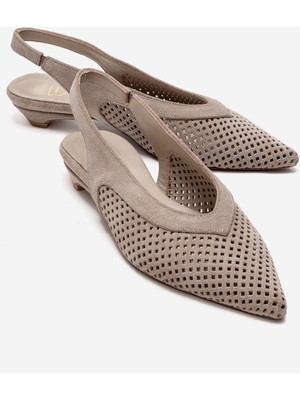 Luvi Lıeve Bej Süet Hakiki Deri Kadın Alçak Topuklu Ayakkabı