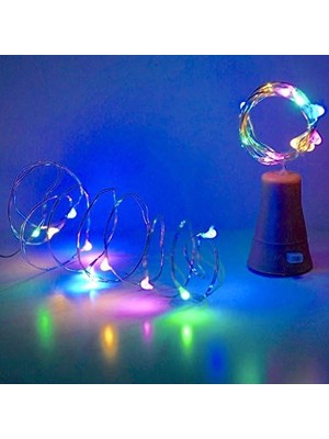Aesco 6'lı Paket Güneş Enerjili Şarap Şişesi Işıkları, 20 LED Su Geçirmez Bakır Mantar Güneş Işığı Düğün,, Dış Mekan, Tatil, Bahçe,, Yol Dekoru Için (Renkli)