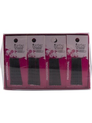 Aesco Siyah Topuzlu Tel Toka 72'lik Pk 12'li Kartlı