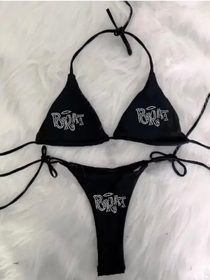 Punix Punıx Özel Seri  Silver Bratz Dijital Baskılı Brazilyan Seksi Beach Club Kadın Bikini Takımı