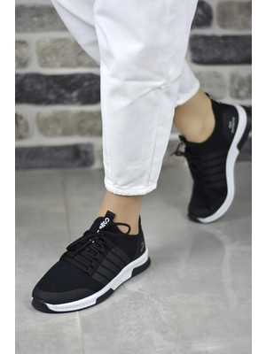 Infinite8 Unisex Ortopedik, Triko Spor Ayakkabı Koşu ve Yürüyüş Ayakkabısı Sneaker Siyah