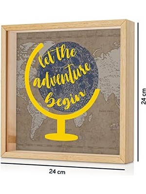 Aesco Let The Adventure Begin Tasarımlı Ahşap Kumbara