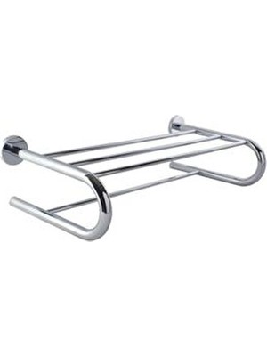MaxiFlow Gümüş Renkli Destekli Raf Havluluk 16x31x51 cm Paslanmaz Malzeme ile Şık Tasarım