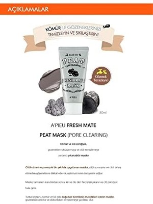 Aesco Gözenek Temizleyici Kil ve Kömür Maskesi 50 Mililitre Fresh Mate Peat Mask Pore Clearing