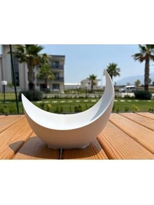 Aesco Ay Hilal Şeklinde Süs Dekoratif Obje & Çok Amaçlı Organizer – Anahtarlık & Takı Düzenleyici Beyaz 20 x 15