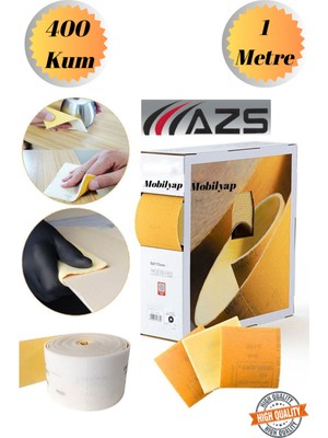 mobilyap Azs 1mt 400 Kum Ahşap Sünger Zımpara Kağıdı Mutfak Banyo Bulaşık Süngeri Bant Kağıt Süngerli