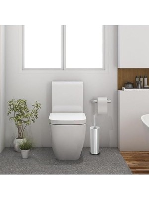 Aesco Metal Wc Fırçası, Krom Tuvalet Temizleme Fırçası, Paslanmaz Çelik Saplı, Dayanıklı ve Hijyenik Banyo Aksesuarı