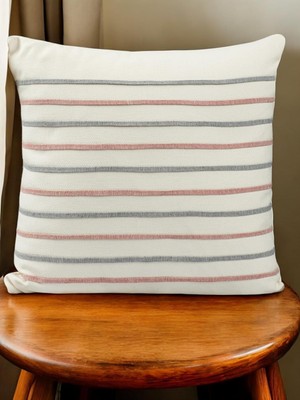 Aesco Asdiva Tarzı -Pamuklu Çizgi Desenli 45X45 Kırlent Kılıfı