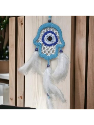 Aesco Mixperi Nazar Boncuğu Motifli Turkuaz Fatma Ana Eli Duvar Süsü El Işçiliği Duvar Dekoru