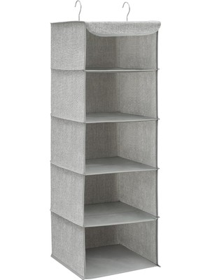 Aesco Asılı Raf, Elbise Dolabı Düzenleyici, Askılı Muhafaza, Kıyafetler Için, Yer Tasarrufu Sağlar ve Katlanabilir, Metal Kanca, Bambu Eklentiler, Keten Benzeri Doku, Açık Gri RCH005W01