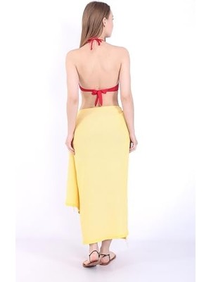 Aesco El Dokuması Kök Boyalı Buldan -%100 Organik Pamuk ve Bambu 95X175 Cm.plaj ve Banyo Havlusu. Plaj, Banyo, Spa, Masaj ve Spor Için (Kristal Sarı)