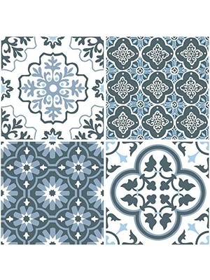 Aesco FP2951 Leyton Peel & Stick Floor Tiles Yer Karosu, Mavi