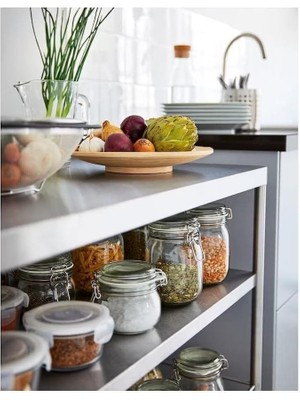 Aesco Korken Kapaklı Kavanoz, 0,5 L (Şeffaf Cam)