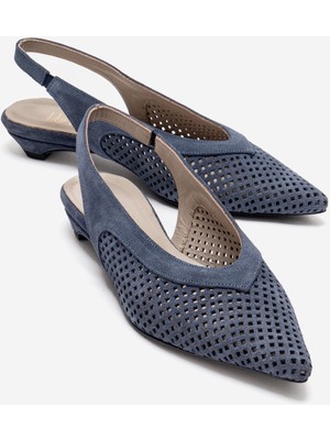 Luvi Lıeve Kot Mavi Süet Hakiki Deri Kadın Alçak Topuklu Ayakkabı