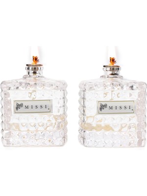 Aesco 2'li Vanilya Kokulu Kare Kristal Cam Şişe Kandil Seti (2X100 Ml)