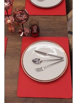 Aesco Kırmızı Düz Lazer Kesim Deri Amerikan Servis 2 Adet 35X45 cm