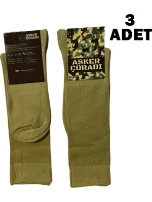 Linotti Pamuk Uzun Polis Asker Çorabı Haki Siyah Dizaltı 3lü Paket