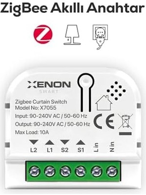 Aesco Smart Akıllı Panjur Anahtarı Elektrikli Panjur Perde ve Jaluzi Için Kontrol Modülü Mobil Uygulama Denetimli Panjur Şalteri Zamanlayıcı Anahtar X7055
