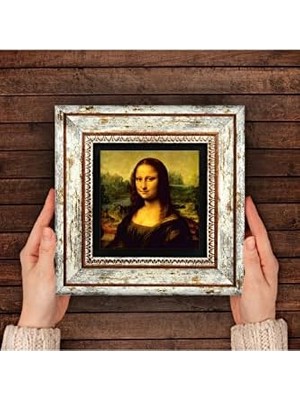 Aesco Da Vinci Mona Lisa Taş Duvar Tablosu - Çerçeveli Taş Tablo - Dekoratif Duvar Sanatı - Modern Ev ve Ofis Duvar Dekoru T1-19