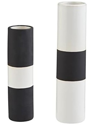 Aesco Mud Pie Siyah/beyaz Tomurcuk Vazo, Büyük, 2,7 cm x 6,3 cm Çap