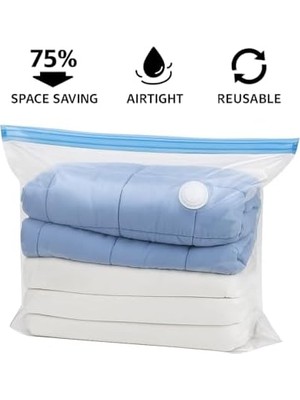 Aesco Vakumlu Hurç Poşet 80X100 cm –%75 Yer Tasarrufu, Dayanıklı Kilitli Depolama Torbası, Battaniye Yorgan Kıyafet Saklama Çantası