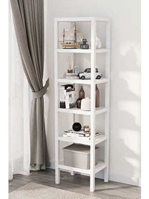 Mutfak Köşesi Shelf 6 Katlı Düzenleyici Plastik Raf Ünitesi Beyaz, Kitaplık, Banyo, Mutfak Rafı