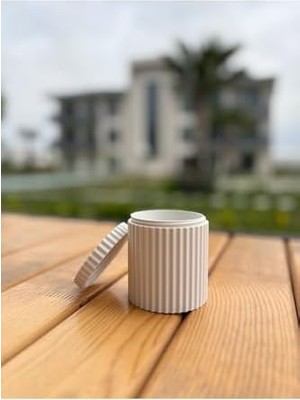 Aesco Silindir Makyaj Pamuğu Kutusu Beyaz