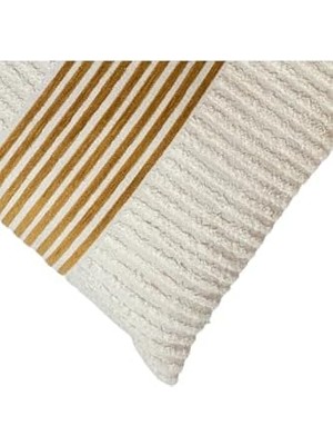 Aesco Ella Krem ve Hardal Çizgili 43X43 Kare Kırlent Kılıfı 43 x 43