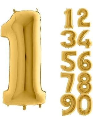 Aesco 1 Rakam Balon Folyo Altın Sarısı 16 Inç