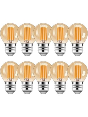 Aesco 4 Watt Mini Top Ampul LED Filament G45 Cam Rustik Ampul E27 Duy 1800K Işık Rengi 10 Adet