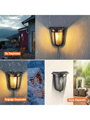Aesco Güneş Enerjili Hareket Sensörlü, Cob LED Duvar APLIK/GT-SL18