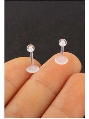 Jaida Moda Unisex Bioplastik Tragus Helix Kıkırdak Piercing 2 Adet Beyaz İnci Renkli Plastik Malzeme