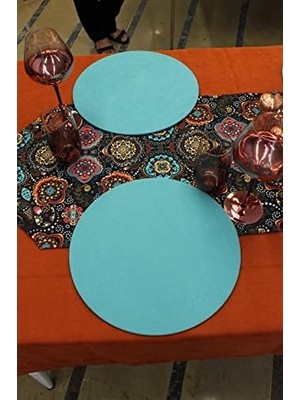 Aesco Alaca Renk Karışık Motif Desenli Siyah Arka Plan Dijital Baskılı Runner Amerikan Servis 40X150 cm