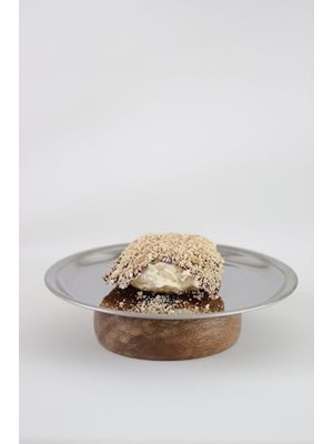 Aesco & Ahşap Tabanlı Metal 18 cm Yuvarlak Servis/sunum Tabak Dekoratif Stand