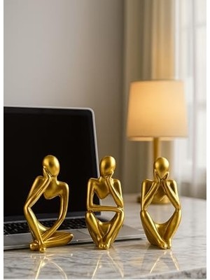 Aesco Ev & Ofis Dekoru – 3’lü Insan Figürü Seti | El Yapımı Minimalist Heykel Takımı