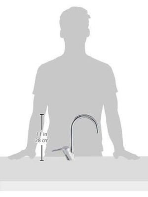 Aesco S Eviye Bataryası A42149, Tezgah Üstü Montaj, Krom, 360° Dönebilen, Süzgeçli Perlatör