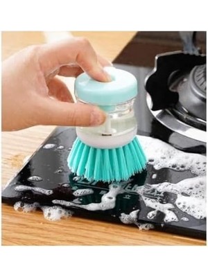 Aesco 2’li Bulaşık Fırçası – Deterjan Hazneli, Pratik Mutfak Temizlik Fırçası, Sabun Hazneli Sert Kıl Fırça Seti