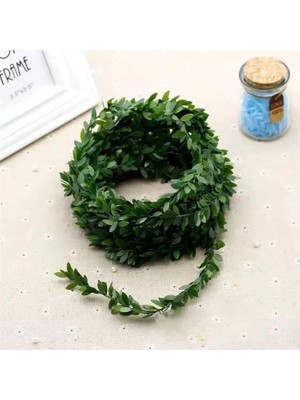 Aesco Yeşil Unikum Tel Yaprak Şerit Yapay Taç Sarmaşık Süs, 10 Metre, Doğalgaz Borusu Gizleyici, Bükülebilir Yapay Sarmaşık Düğün Parti Süslemeleri (1)