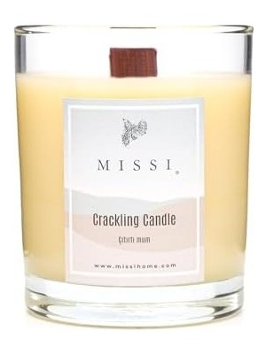 Aesco Ahşap Fitilli Vanilya Kokulu Ekru Craklıng Vegan Mum (Çıtırtılı Mum)