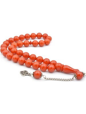 Murty99 Küre Kesim Turuncu Sıkma Kehribar Tesbih Iri Boy 003