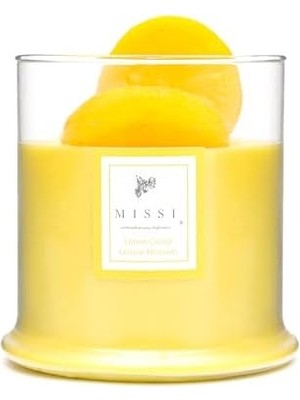 Aesco Büyük Üfleme Cam Ahşap Fitilli Limon Çiçeği Vegan Mum (380 Gr)