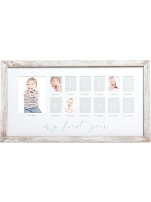 Aesco Fotoğraf Anları Bebek Hatıra Resim Çerçevesi, Bebeğin Ilk Yıl Fotoğraf Çerçevesi, Günü Aksesuarı, Cinsiyetsiz Bebek Kilometre Taşı Kreş Dekoru, Rustik