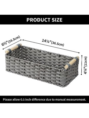 Aesco Says Depolama Için Hasır Sepetler, Raflar Için Hasır Sepetler, Tuvalet Sepeti Tank Topper, Su Geçirmez Tuvalet Tank Sepeti, Tuvalet Kağıdı Sepeti, 14¼ "x 6½" x 4¼", Gri
