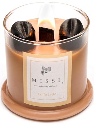 Aesco Üfleme Cam Ahşap Fitilli Coffee Vegan Mum (140 Gr)