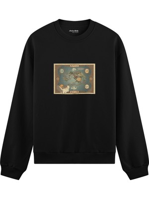 The Lucid Lab Avatar The Last Airbender Map Oversize Sweatshirt - Siyah